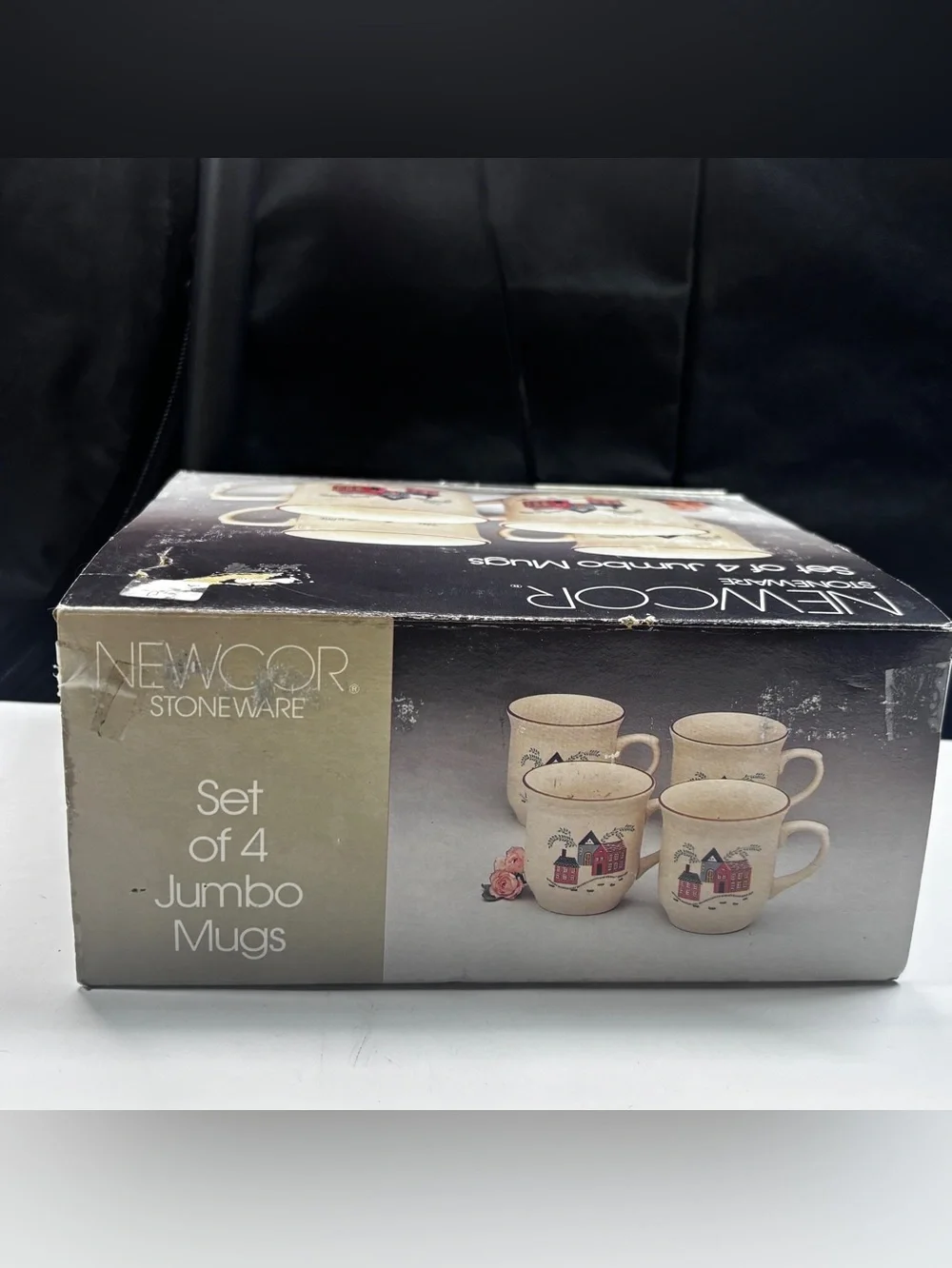Vtg Newcor Our Country Village Stoneware Cups/Mugs Cottage Core New W/box 88’